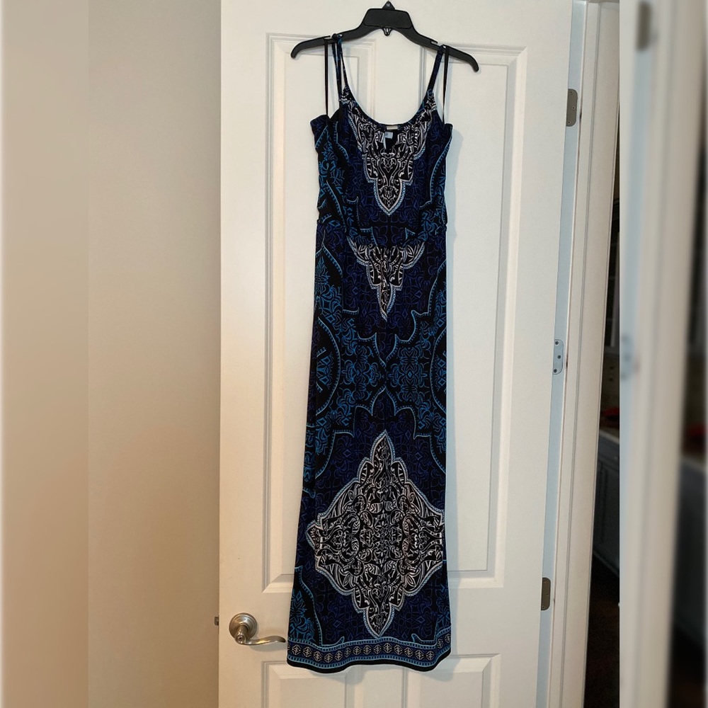 Spaghetti Strap Patterned Maxi Dress